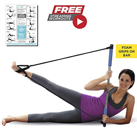 Empower Pilates Resistance Band and Toning Bar Home Gym, Portable Pilates Total Body Workout, Yoga, Fitness, Stretch, Sculpt, Tone