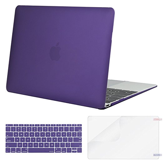 Mosiso Plastic Hard Case Shell with Keyboard Cover with Screen Protector for MacBook 12 Inch with Retina Display A1534 (Newest Version 2017/2016/2015), Ultra Violet