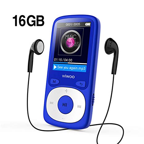 Wiwoo MP3 Player, 16GB Digital Audio Music Player with Radio/Voice Recording, Come with Earphone Armband, Expandable Up to 64GB