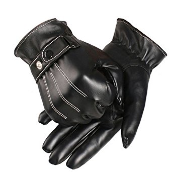 Malloom® Mens Luxurious PU Leather Winter Super Driving Warm Gloves Cashmere