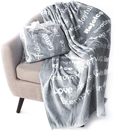 BlankieGram Faith Throw Blanket with Inspirational Thoughts and Prayers - The Perfect Caring Gift for Hope Health and Love (Grey)