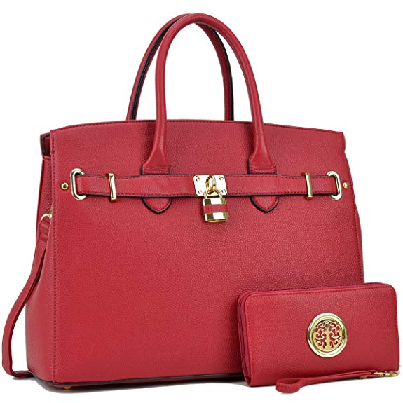 Dasein Women's Tote Purses Satchel Handbags Designer Shoulder Bag Top Handle Bag Padlock Briefcase Laptop Bag