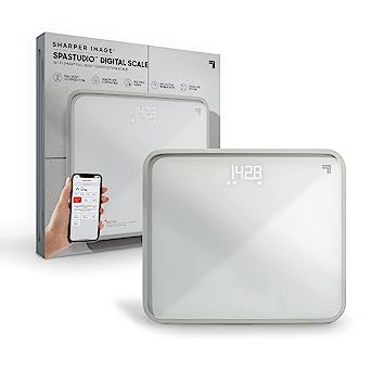 SHARPER IMAGE SPASTUDIO Digital WiFi Bathroom Scale, Oversized 12" x 14" Design, Companion App, Health & Fitness Tracker for Weight, Body Fat & BMI, Android & iOS Compatible, 8 User Health Profiles