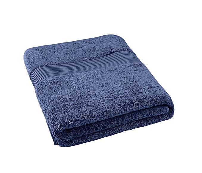 Bliss Luxury Combed Cotton Bath Towel - 34" x 56" Extra Large Premium Quality Bath Sheet - 650 GSM - Soft, Absorbent (Denim, 1 Pack)