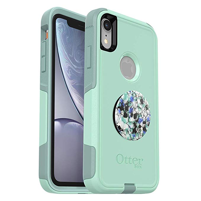 Bundle: OtterBox Commuter Series Case for iPhone XR - (Ocean Way)   PopSockets PopGrip - (Serpentine Granite)