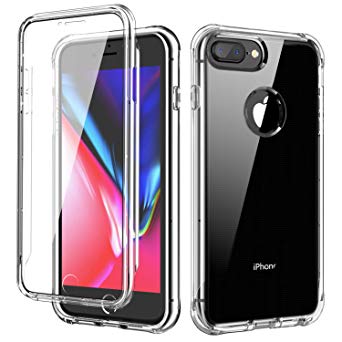 SKYLMW iPhone 6 Plus Case,iPhone 6S Plus Case,iPhone 7 Plus/8 Plus Case,[Built in Screen Protector] Full Body Shockproof Dual Layer Protective Hard Plastic & Soft TPU Phone Cover,Clear