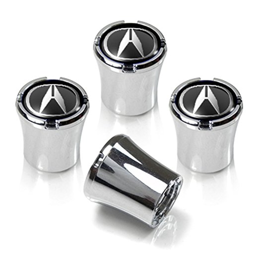 Acura Silver Logo Chrome ABS Tire Stem Valve Caps