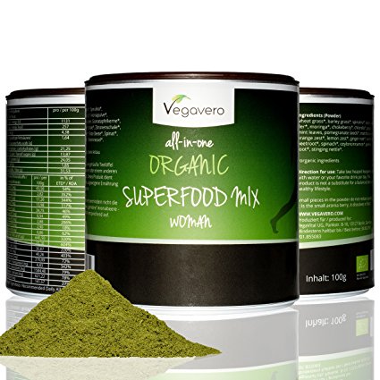 Superfood Mix Woman | 100g of 17 different Superfoods | Matcha, Spirulina, Ginger, Turmeric and more! | 100% VEGAN & ORGANIC by Vegavero