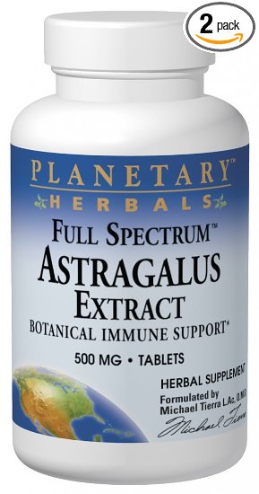 Planetary Herbals Full Spectrum Astragalus Extract, 500 mg, Tablets , 120 tablets (Pack of 2)
