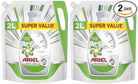 Ariel Matic Liquid Detergent Front Load Refill Pouch, 2 Litre (Pack of 2)
