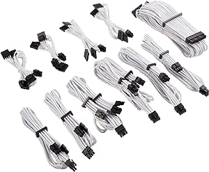 CORSAIR Premium Individually Sleeved PSU Cables Pro Kit for Corsair PSUs – White, 2 Year Warranty