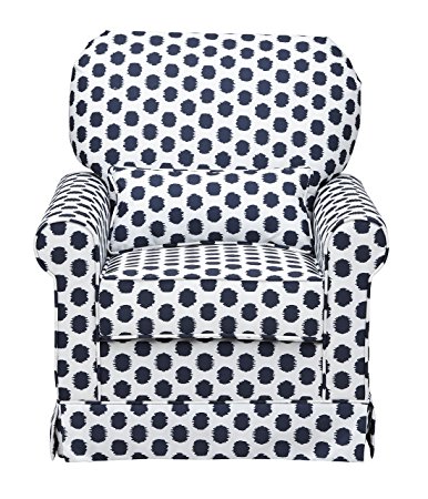 Stork Craft Polka Dot Upholstered Swivel Glider - White/Navy