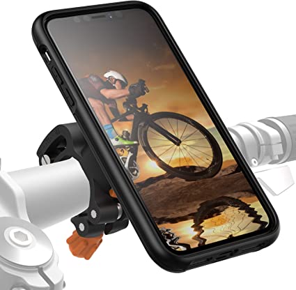 MORPHEUS LABS M4s iPhone 11 Pro Max Bike Mount, Phone Holder & iPhone 11 Pro Max Case, Bicycle Cell Phone Holder, Adjustable, fits Most Handlebars, 360 Rotation, Bike Kit for iPhone 11 Pro Max [Black]