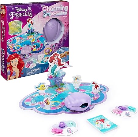 Disney Princess, Charming Sea Adventure Board Game Little Mermaid Toys Featuring Ariel & Friends Fun Game for Family Game Night, for Kids Ages 4 and up