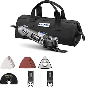 Dremel Multi-Max MM50-02 5 Amp Variable Speed Corded Oscillating Multi Tool Kit with 16 Accessories and Storage Bag - Ideal for Metal & Wood Cutting, Sanding, and Box Cutouts