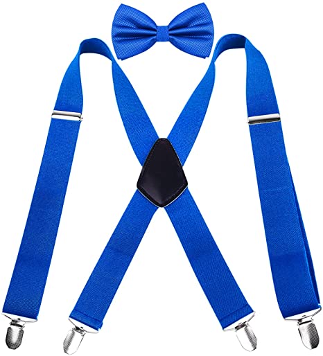 Alizeal Men's 1.37 inch Suspender and Pre-tied Bow Tie Set