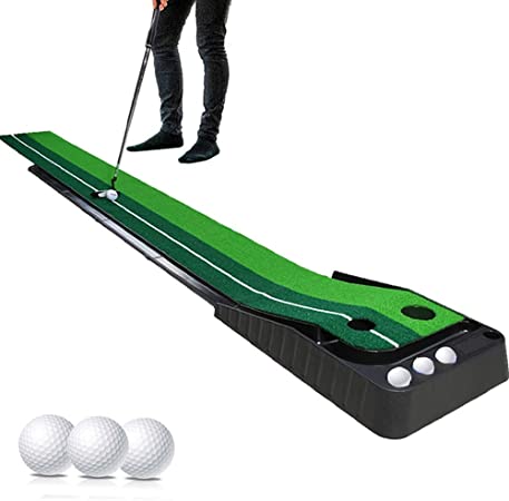 KOMEI Indoor Golf Putting Green - Portable Mat with Auto Ball Return Function - Mini Golf Practice Training Aid, Game and Gift for Home, Office, Outdoor Use
