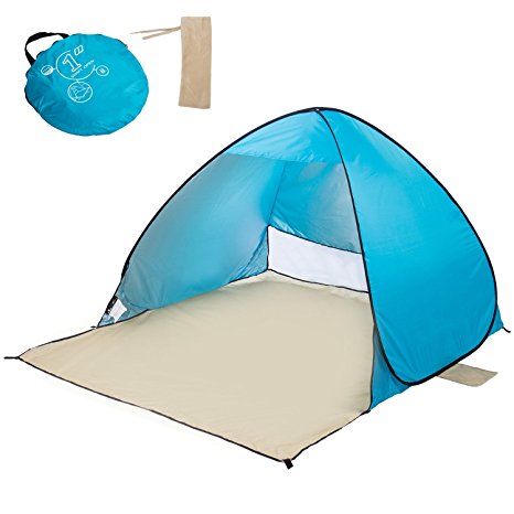 Automatic Pop Up Instant Beach Tent For 2-3 Person Kids Adults, Easy Up Portable Cabin Waterproof Outdoor Beach Tent Sun Shelter Anti UV For Camping Fishing Hiking Picnicking