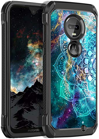 BENTOBEN Moto G7 Case, Moto G7 Plus Case, Hybrid Slim Shockproof 2 in 1 Hard PC Soft Bumper Glow in The Dark Dual Layer Protective Phone Cases Cover for 6.2" Motorola Moto G7 2019, Mandala in Galaxy