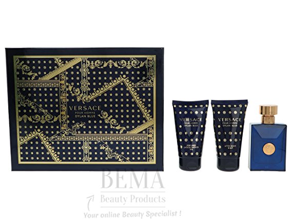 Versace Pour Homme Dylan Blue EDT Spray, Bath & Shower Gel and After Shave Balm Giftset, 150 ml