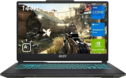 MSI Cyborg 15 Gaming Laptop, 15.6" FHD 144Hz Display, Intel Core i7-12650H, NVIDIA GeForce RTX 4060, 64GB DDR5 RAM, 2TB SSD, Webcam, Backlit Keyboard, Wi-Fi 6, Windows 11 Home, Translucent Black