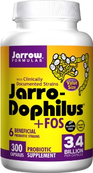 Jarrow Formulas Jarro-Dophilus Plus FOS, 3.4 Billion Organisms Capsules, 300 ct