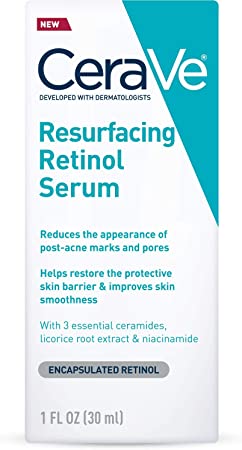 CeraVe Retinol Serum for Post-Acne Marks and Skin Texture | Pore Refining, Resurfacing, Brightening Facial Serum with Retinol | 1 Ounce