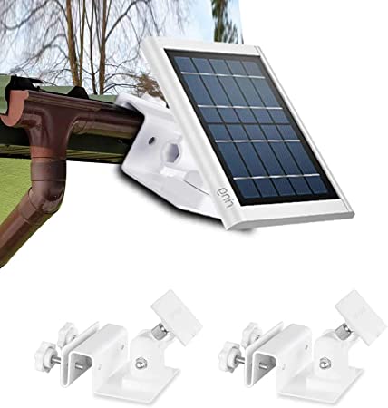 Outdoor Gutter Mount for Ring Solar Panel - Stable and Easy Install The Best Angle Wall Mount Bracket to Get Sun Exposure - Ring Solar Panel Accessories (White,2Pack)