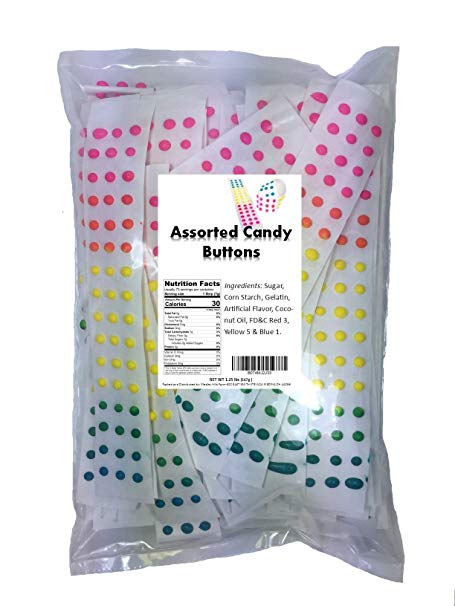 Candy Buttons 1.25 Lbs 3 Flavors bulk 75 plus strips