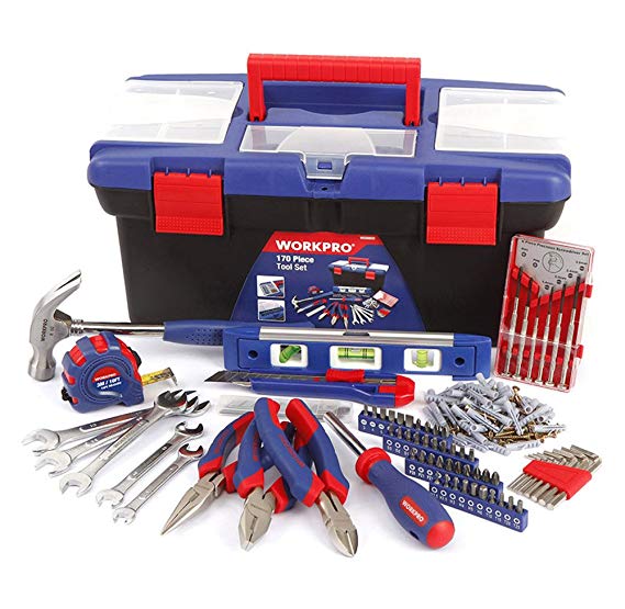 WORKPRO W009002A 170-Piece Home Tool Set in Plastic Box
