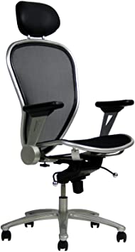 Mesh Office Chair with Headrest in Silver Frame