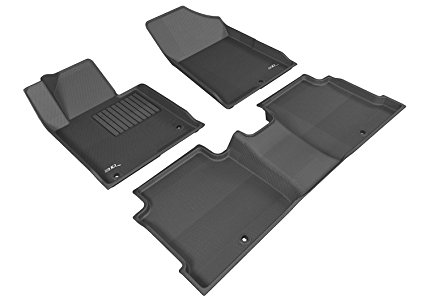 3D MAXpider Custom Fit Complete Floor Mat Set for Select Hyundai Sonata Models - Kagu Rubber (Black)