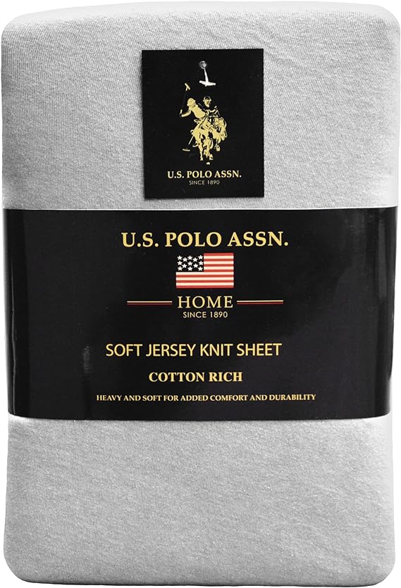U.S. Polo Assn. All Season, Soft and Cozy T-Shirt Material, 1800 Thread Count 4-Piece Heather Jersey Sheet Set