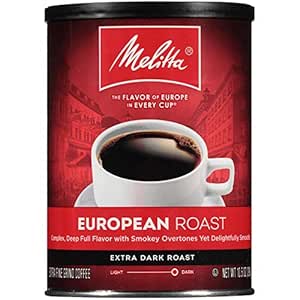 Melitta European Roast Coffee, Extra Dark Roast, Extra Fine Grind, 10.5 Ounce Can