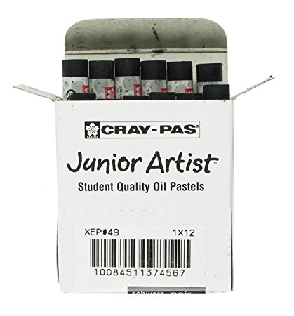 Sakura XEP-049 12-Piece Cray-Pas Junior Artist Oil Pastel Set, Black