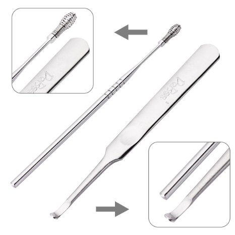 Ear Wax Pick Remover Curette for Build Up Impacted Ear Wax. Medical Grade Ear hygiene Care Kits Scooping Out Instead of Pushing In Deeper Sturdy & Durable Stainless Steel