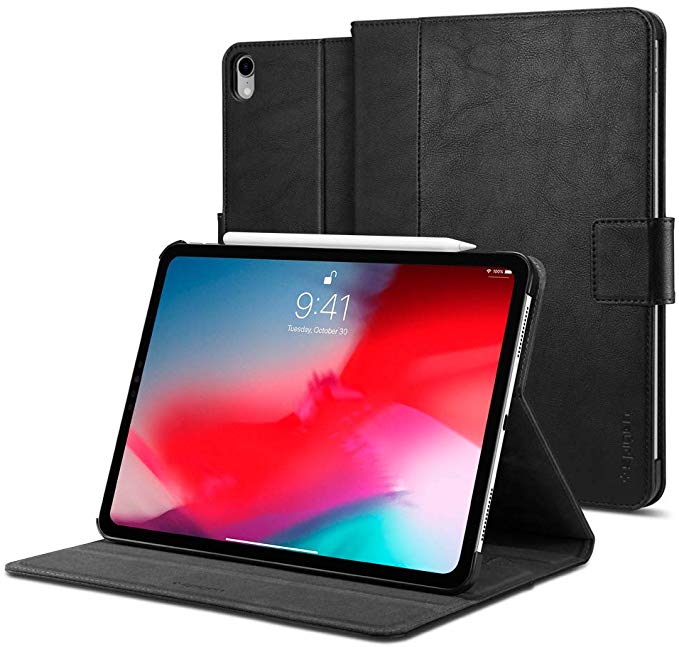 Spigen Stand Folio (Version 2) Designed for Apple iPad Pro 11 Case (2018) - Black