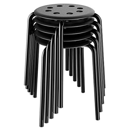 Yaheetech 17.3" Height Portable Plastic Stack Stools Backless Round Top Kitchen Home, Garden & Living(Pack of 5)(Black)