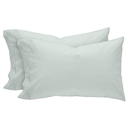 Rivet Easy Care, Percale Cotton, Envelope Closure Pillowcases, Standard, Mint, Set of 2