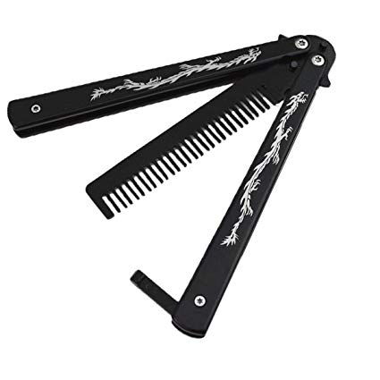 XBC Tech Dragon Totem Stainless Steel Practice Butterfly Knife Trainer and Comb Knife Trainer