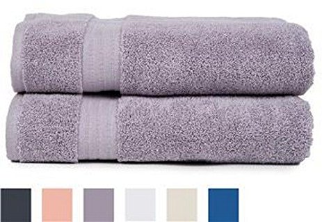 Pure Fiber Zero Twist Cotton Bath Towel, Purple, Set of 2