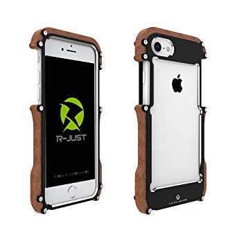 iPhone X Case,iPhone X Bumper Case,R-JUST Cool Aluminum Metal Wood Frame Bumper Cases For Apple iPhone X