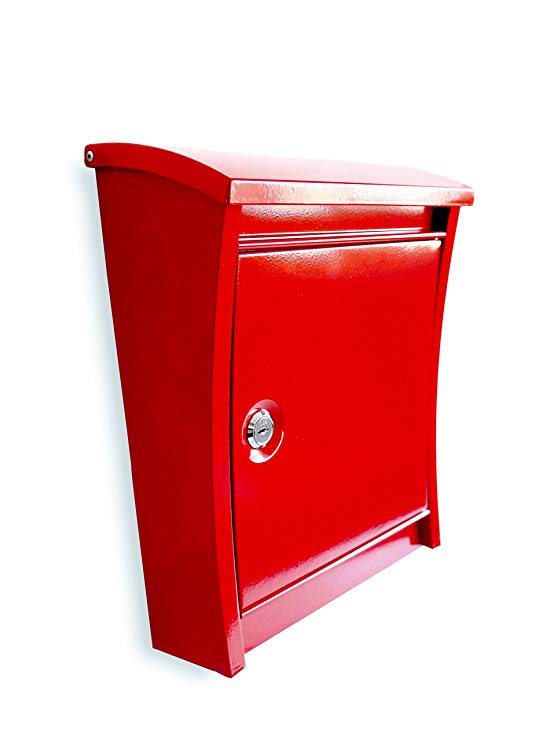 NACH TX-772RD Dorsa Steel Mailbox with Key, Medium, Red