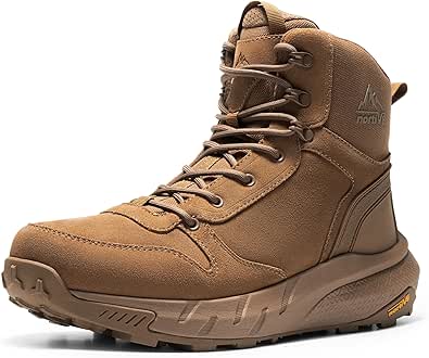 NORTIV 8 Men's Military Tactical Boot Lightweight Comfortable Boots for Work All Day Side Zipper Motorcycle Combat Hiking Boots 8 Inches