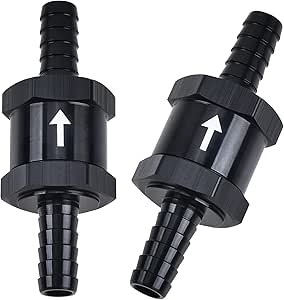 EVIL ENERGY 1/4" Fuel Check Valve One Way Inline Non Return Diesel Gasoline Black(6mm OD,2PCS)