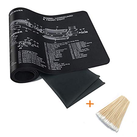YFEEX Gun Cleaning Mat Pad (36.2'' X 12.2'')-Ar 15 Gun Cleaning Mat with Cotton Swabs & Cleaning Cloth | 3.5 mm | Long, Black Gun Cleaning Pad for Most Rifles
