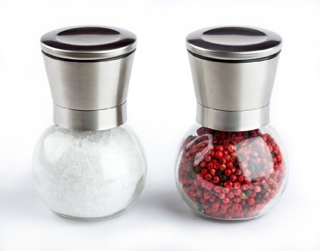 Cucina Chef Stainless Steel and Glass Salt and Pepper Grinder Set