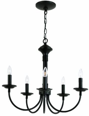 Bel Air Lighting Trans Globe Imports 9015 BK Traditional Five Light Chandelier from Candle Collection in Black Finish, 19.00 inches
