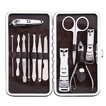 Niuta Manicure, Pedicure Kit, Nail Clippers Set of 12Pcs, Professional Grooming Kit, Nail Tools with Luxurious Travel Case