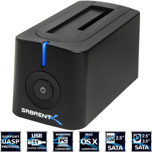 Sabrent USB 31 to SATA External Hard Drive Docking Station for 25 or 35in HDD SSD Support UASP and 8TB DS-UB31